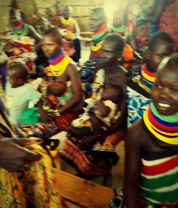 Women and children from a Turkana community gathered together